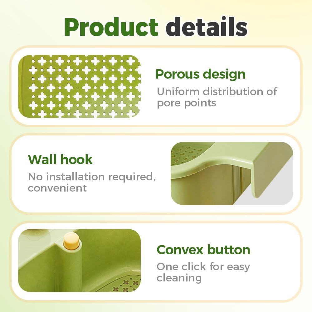2025 New Suction Cup Sink Corner Rack, Automatic Dumping Suction Cup Press Sinks Drainer Basket, Upgrade Corner Sink Trash Catcher for Food Waste Faucet Sponge Storage Rack (White)