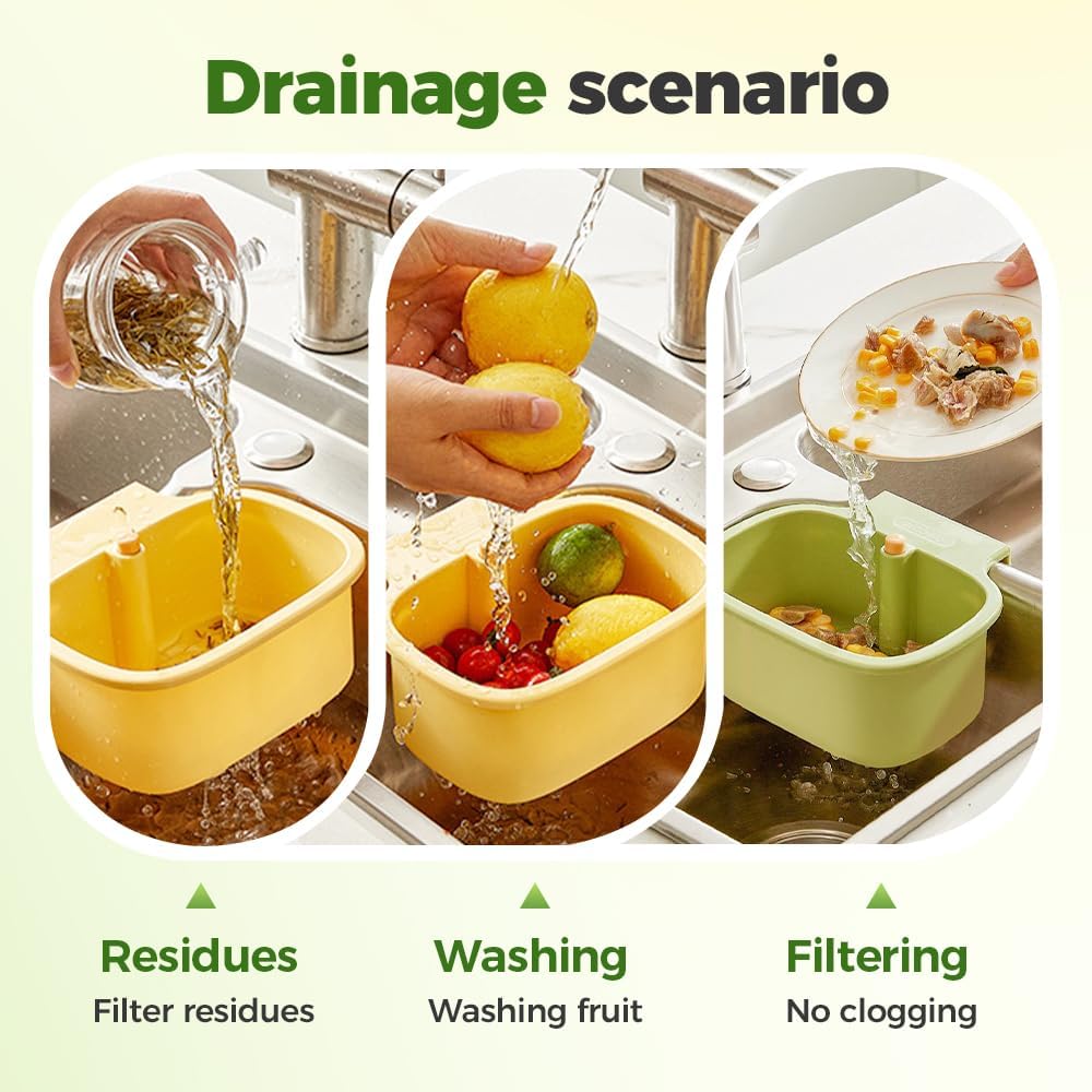 2025 New Suction Cup Sink Corner Rack, Automatic Dumping Suction Cup Press Sinks Drainer Basket, Upgrade Corner Sink Trash Catcher for Food Waste Faucet Sponge Storage Rack (White)