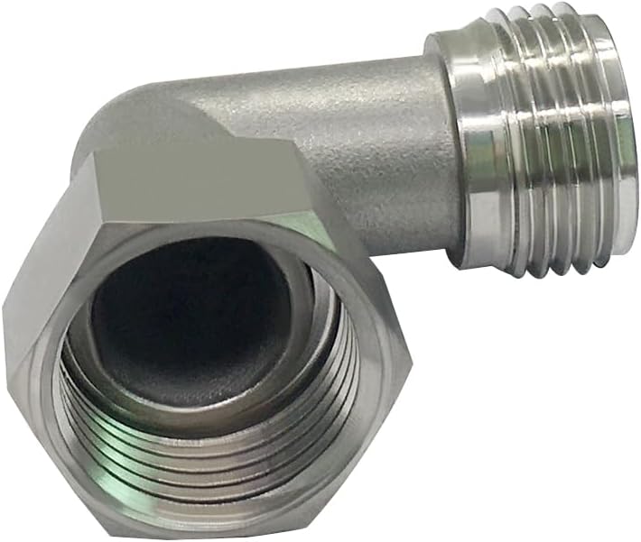 Stainless Steel Garden Hose Elbow 90 Dedgree Water Hose Connector Right Angle 3/4 GHT Male to Female Adapter for RV Camper Outdoor Faucets