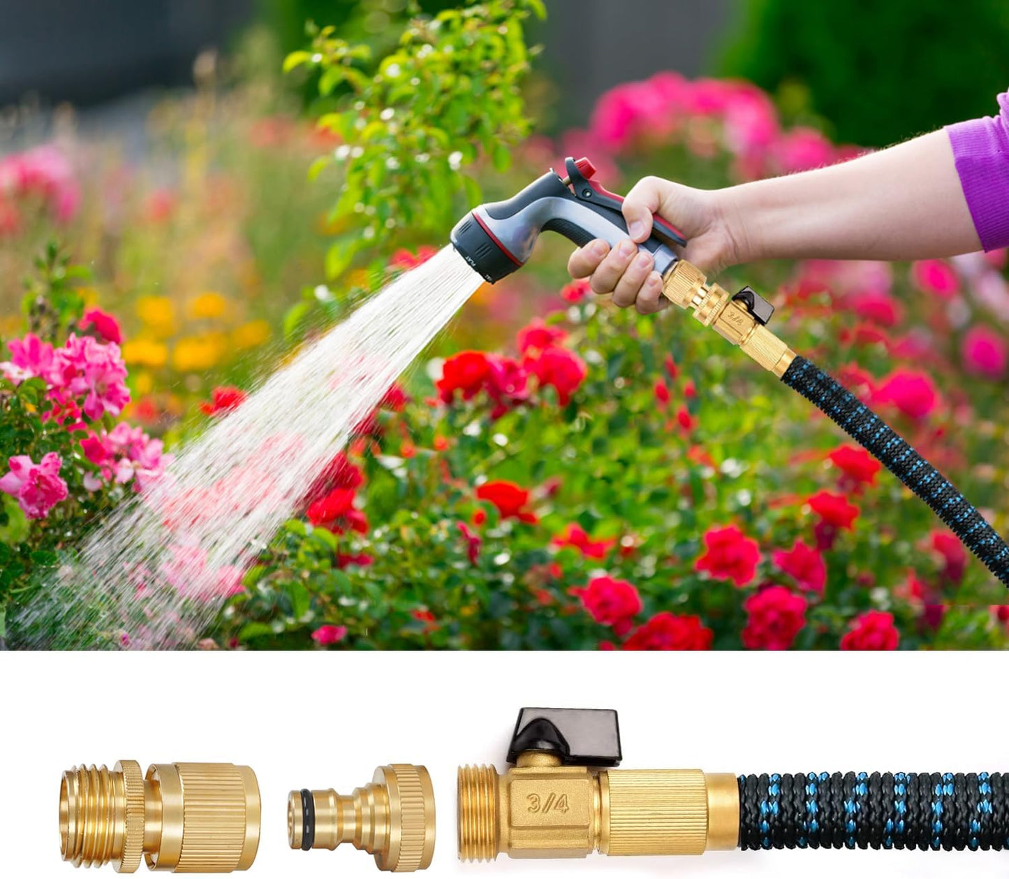 Garden Hose Quick Connector, Solid Brass 3/4 Inch Thread Fitting No-Leak Water Hose Female and Male Easy Connect (6 Sets)