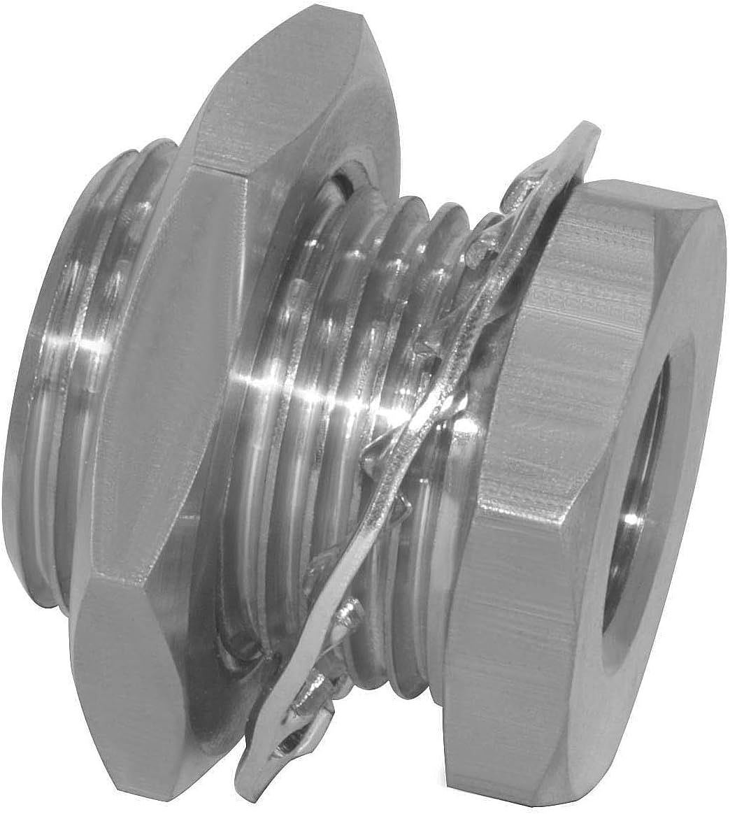 2PCS Stainless 1/8 NPT Female Bulkhead Coupler Thru-bulk Pipe Fitting (Full Female Thread)