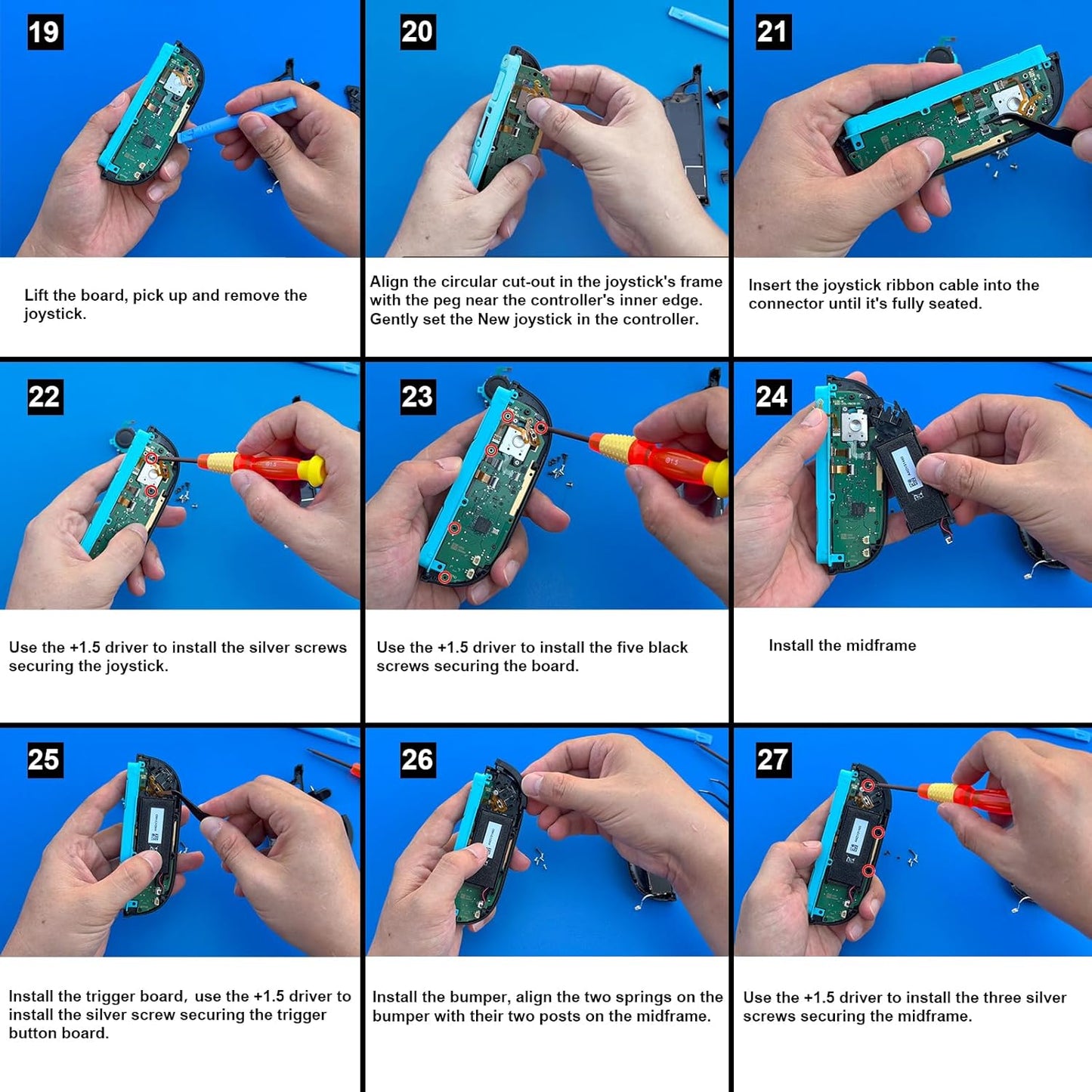 Replacement Joysticks Compatible with Nintendo Switch 2 Joycon Controller (2025), Drift Fix Repair Kit Screwdriver Pry Tools Accessories Analog Thumb Stick (Right+Left)