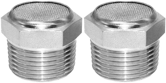 316 Stainless Steel Air Pneumatic Mufflers 1/2 NPT Male Thread Sintered Exhaust Muffler Silencer Flat (Pack of 2)