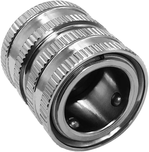 Stainless Garden Hose Quick Connect Fittings Water Hose Connectors 3/4 Inch GHT Disconnect Quick Release (Plating Brass&Nickel on Surface, Set of 2)