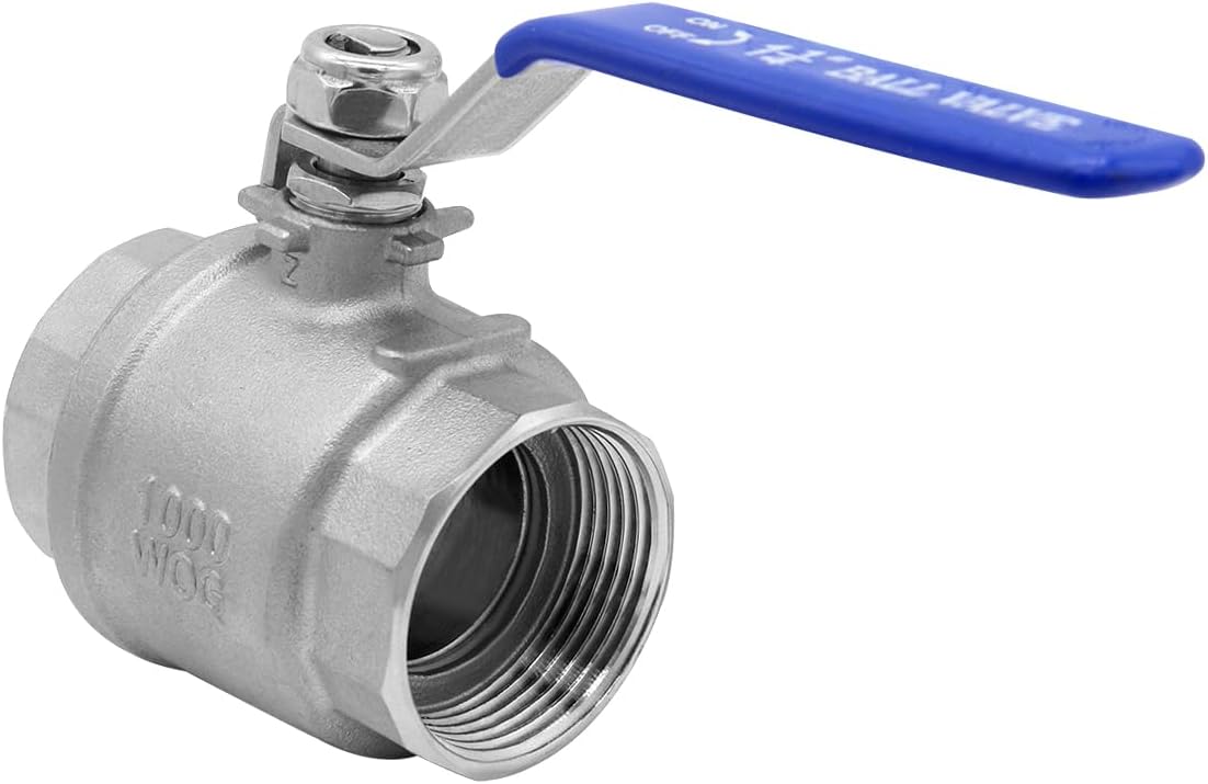 2 Pcs Ball Valve 1" NPT Female 304 Stainless Steel Full Port for Water, Oil, and Gas (1000 PSI)