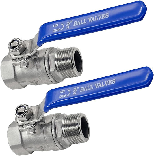 Stainless Steel 3/4 Garden Hose Shut Off Valve Full Flow GHT Thread Heavy Duty Connector(Pack of 2)