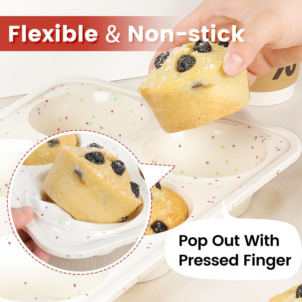 Silicone Regular Size Muffin Pan 12 Cups & Jumbo Muffin Pan with Metal Reinforced Frame