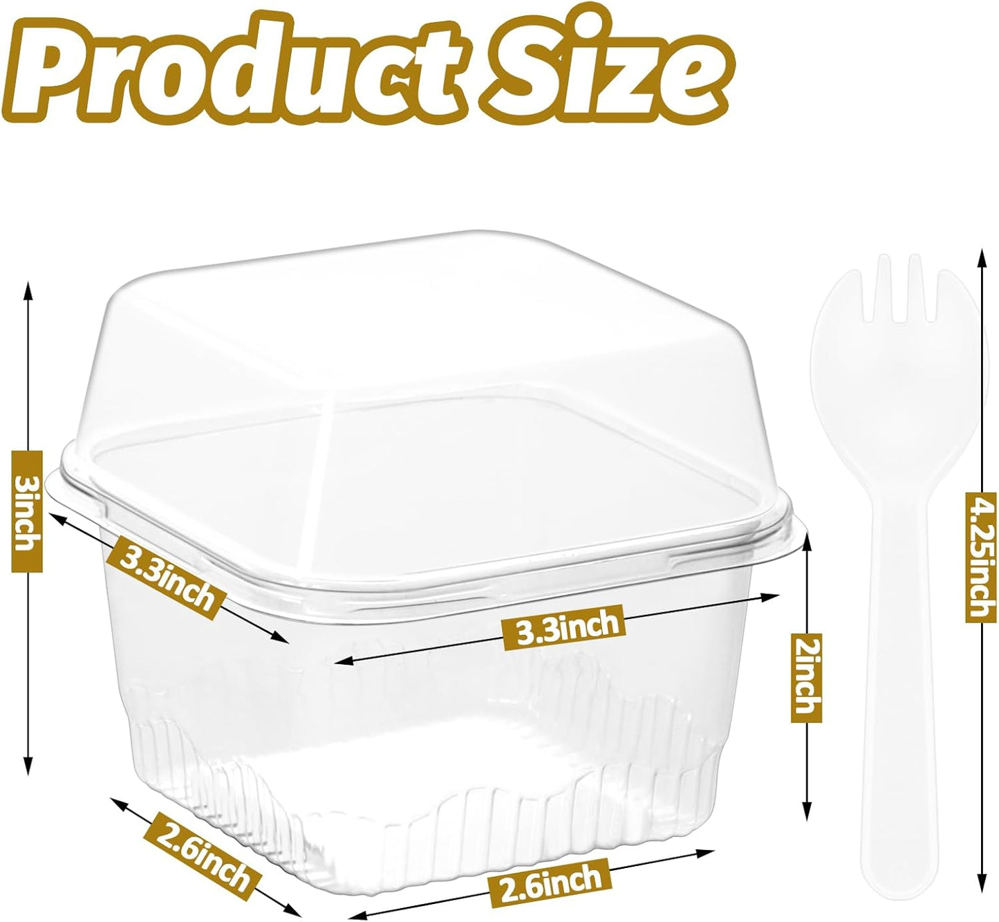 60 Pack 8 oz Plastic Dessert Cups with Lids and Sporks, Square Clear Cups Cake Containers with Lid for Tiramisu, Pudding, Fruit, Yogurt, Parfait, Ice Cream