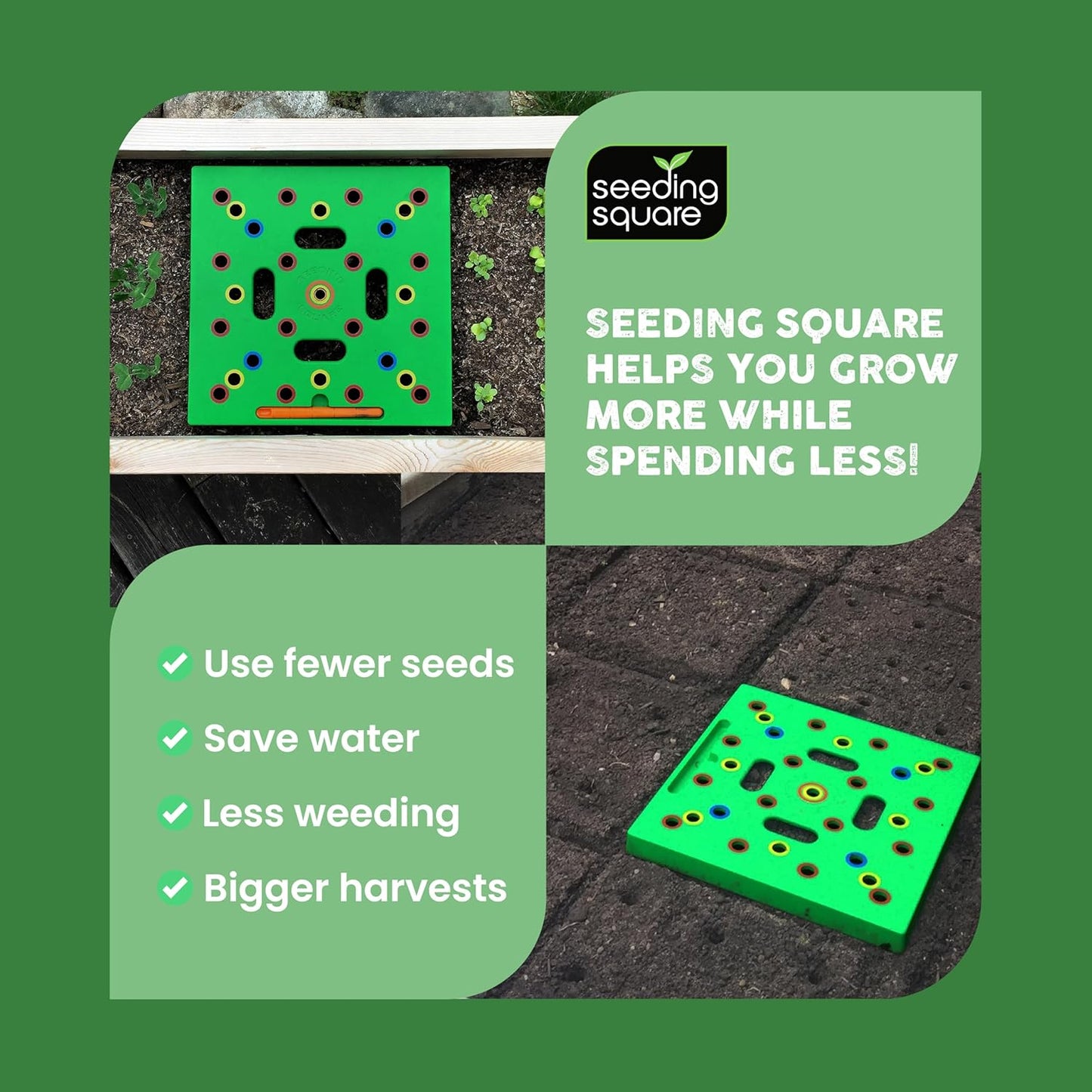 - Patented Seed and Seedling Spacer Tool for Bigger Harvests, Organized Plants & Fewer Weeds – Color-Coded Gardening Template with Dibber, Seed Spoon, Ruler & Planting Guide