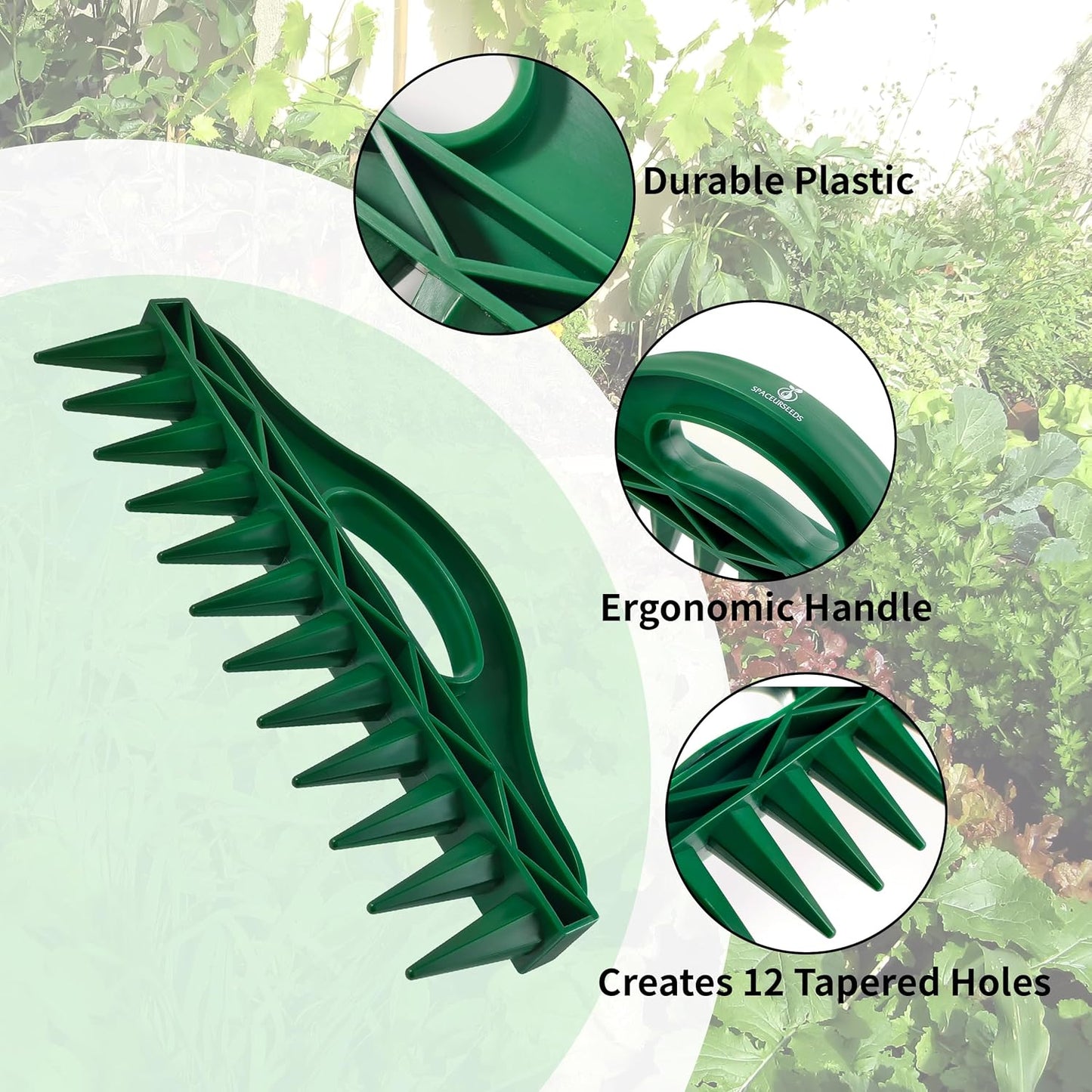 The Row Seeder by  – Handheld Garden Tool for Precise Seed & Seedling Spacing in Rows & Seed Trays – for Vegetables, Flowers & Herbs. Durable & Ergonomic
