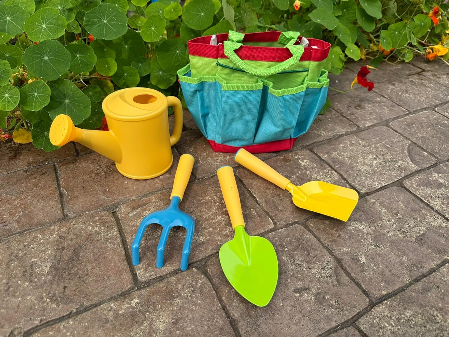 Kids Garden Tool Set – All-in-One Gardening Kit with Trowel, Shovel, Rake, Watering Can & Tote Bag – Durable, Safe & Fun Outdoor Activity for Children Ages 3+