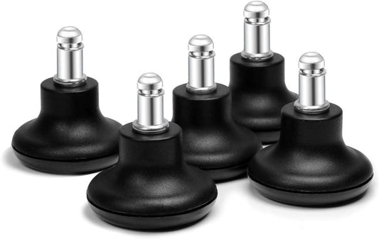 Bell Glides Replacement Office Chair or Stool Swivel Caster Wheels to Fixed Stationary Castors, Low Profile Bell Glides with Soft Rubber Bottom Instead of Self Felt Pads, Chair Feet Wheel Stopper