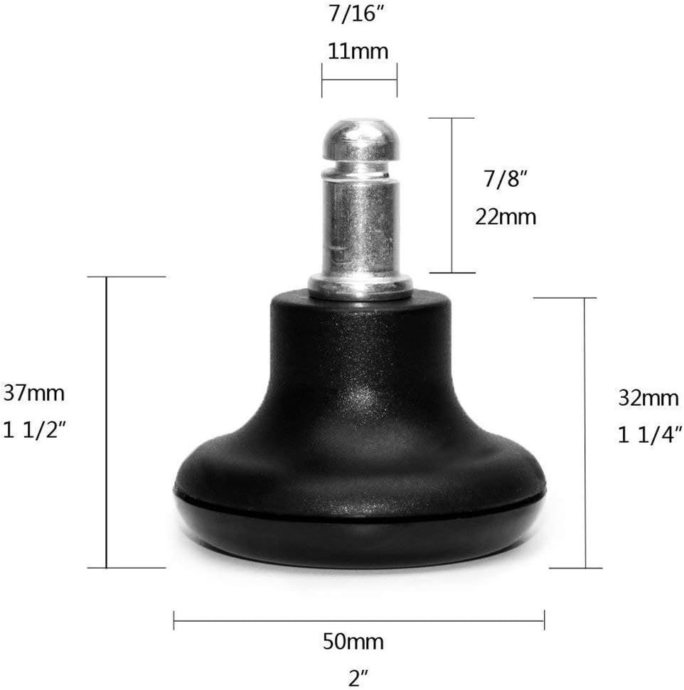 Bell Glides Replacement Office Chair or Stool Swivel Caster Wheels to Fixed Stationary Castors, Low Profile Bell Glides with Soft Rubber Bottom Instead of Self Felt Pads, Chair Feet Wheel Stopper