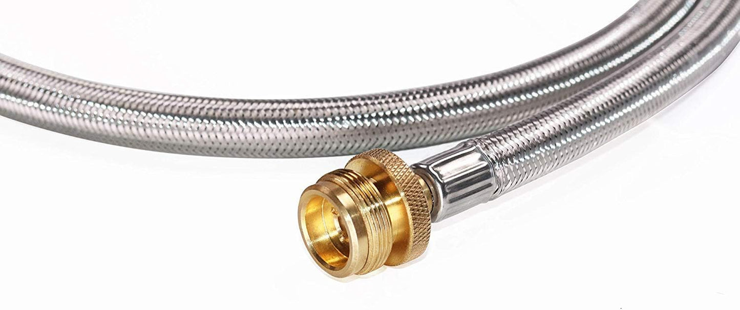 6 Feet Stainless Braided Hose Adapter With Tank Gauge, 1 lb to 20 lb Propane Converter for Stove, Tabletop Grill and More 1lb Portable Appliance