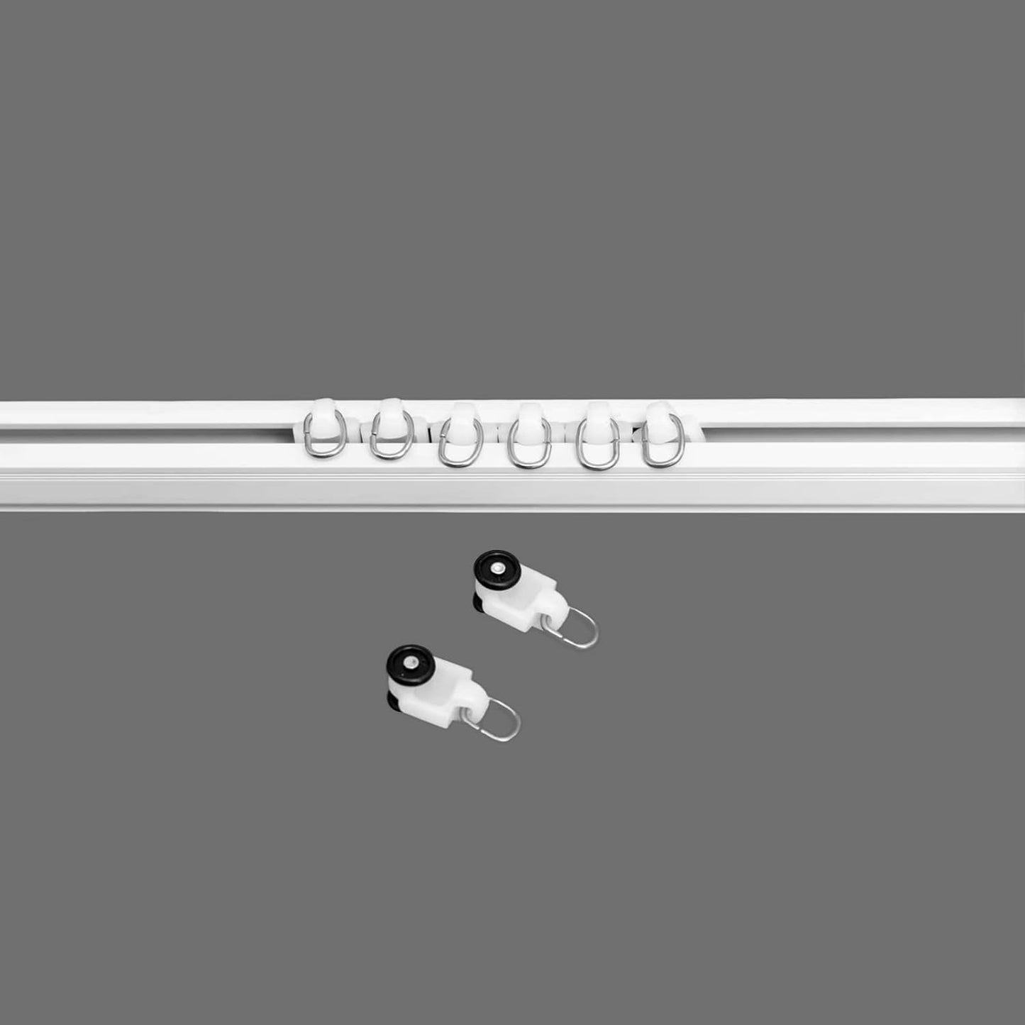 Curtain Tracks Ceiling Wall Mounted Heavy-Duty Curtains Rails Room Divider Curtain Track for Living Room Bedroom Room Shower Divider Pulley White, 30pcs