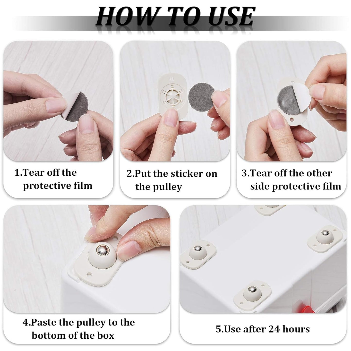 8 Pcs Self Adhesive Caster Wheels Appliance Rollers Appliance Sliders for Kitchen 360° Swivel Universal Wheel Mini Small Kitchen (White with 1 Steel Ball Style)