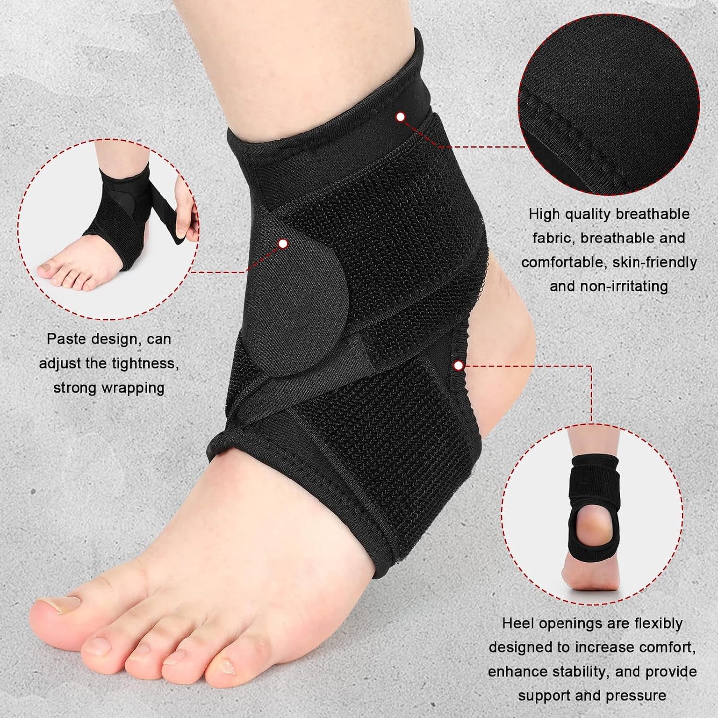 2 Pcs Ankle Brace Kids Ankle Support for Sport Sprained Neoprene Breathable Compression Sleeve with Adjustable Wrap for Youth Child Boy Girl Plantar Fasciitis Achilles Tendonitis(Black,S)