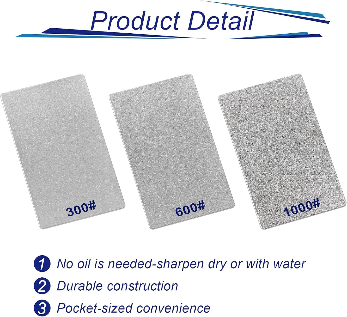 3 Pieces Credit Card Size Sharpening Stone 300# 600# 1000# Credit Card Diamond File Set Card Sized- Extra-Fine, Fine and Coarse Diamond