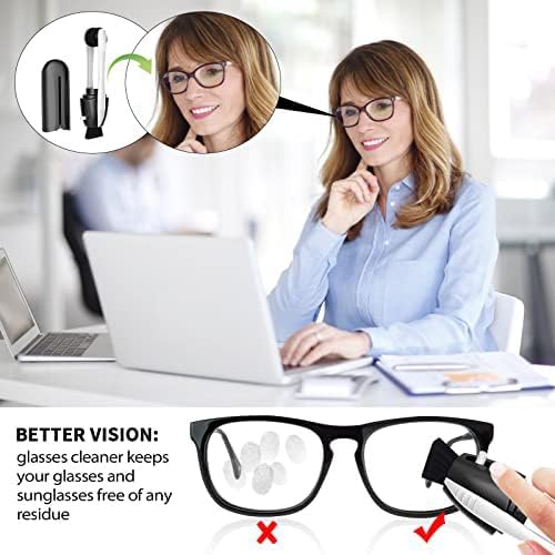 Portable Microfiber Eyeglass Cleaner (3 Count), Efficient and Durable Carbon Microfiber Technology, Lens Cleaner with Carbon Microfiber Tech and Mini Sunglasses Brush Cleaning Tool