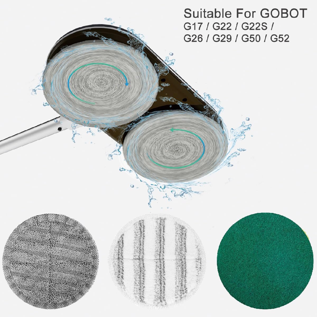 Electric Mop Pads Replacement Cleaning Scrubber Mop Pads, 6.3 inches