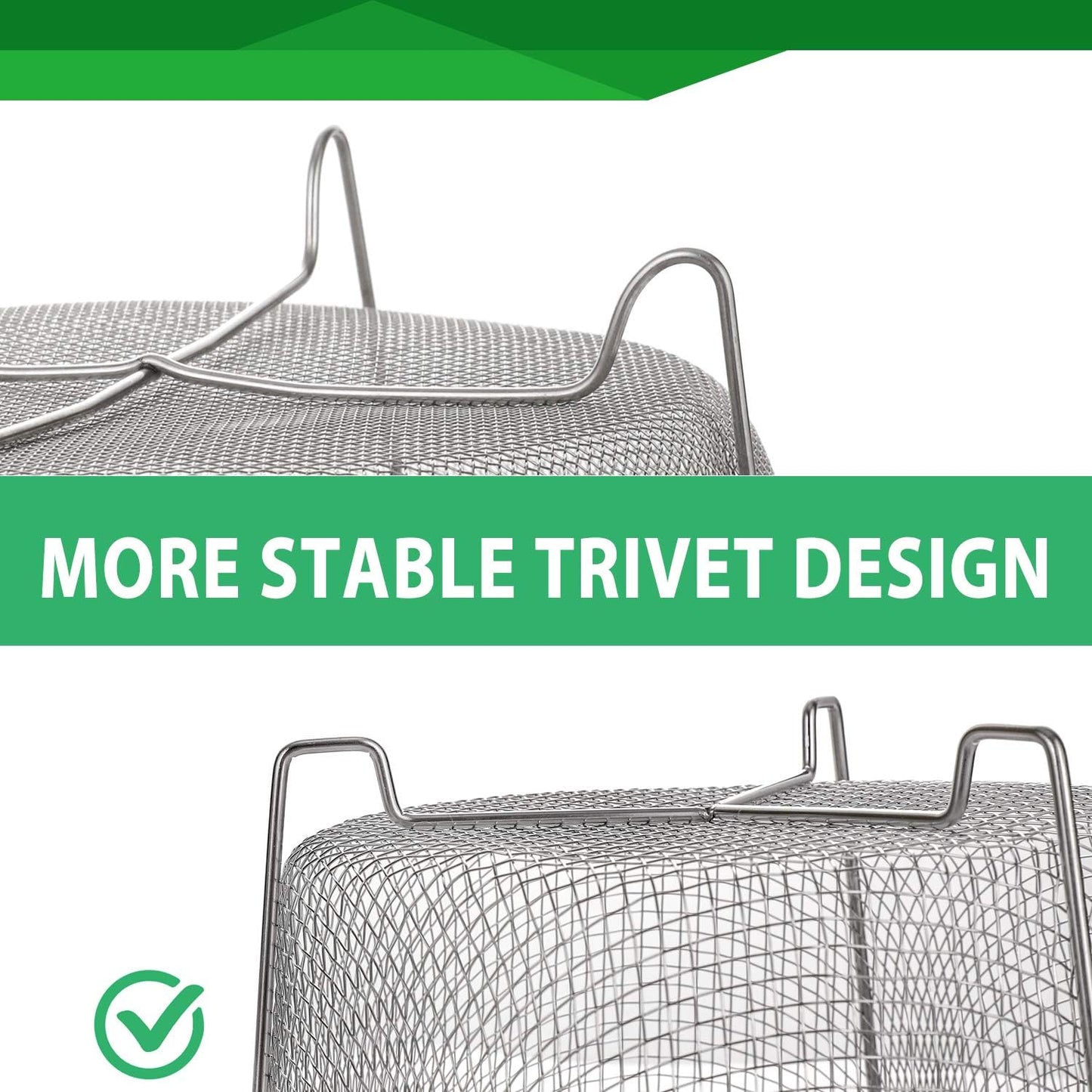 Steamer Basket for Instant Pot Accessories 6 qt or 8 quart - 2 Tier Stackable 18/8 Stainless Steel Mesh - Silicone Handle - Vegetable Steamer Insert, Egg Basket, Pasta Strainer,Silver