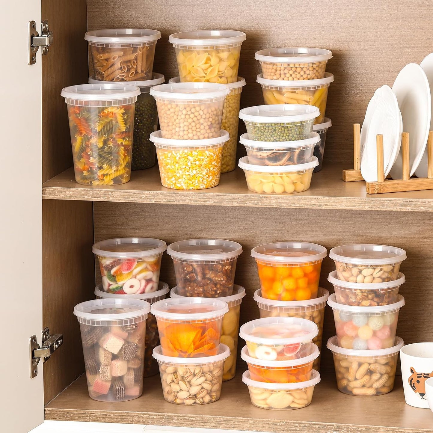 90 Sets Plastic Deli Containers With Lids, Assorted Sizes (8 oz 16oz 32oz) Variety pack, Airtight Food Storage Containers, Freezer/Dishwasher/Microwave Safe, Soup Containers For Takeout Food Storage