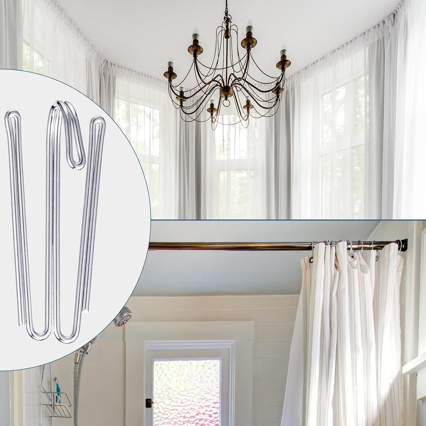 Pleat Hooks Stainless Steel Curtain Hooks Drapery Clasp and Pin 4 Prongs Pinch Pleat Tools Clips for Window, Shower Curtain(60 Pcs)