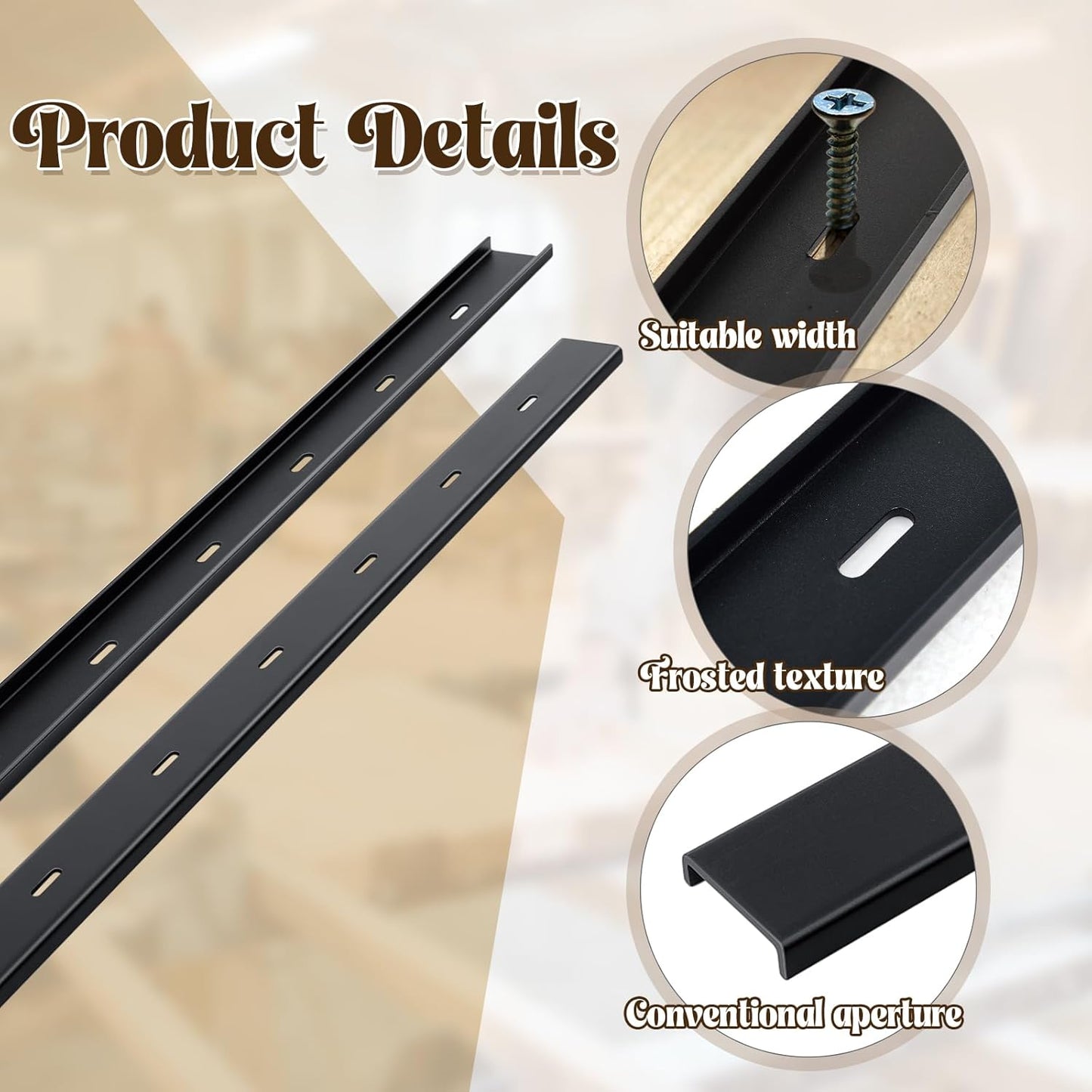 4 Pcs 36" L X 2" W C Channel Steel Support Metal Support Bracing Hidden C Bracket for Table Top Live Edge Slab Woodworking, Black Coat Finish
