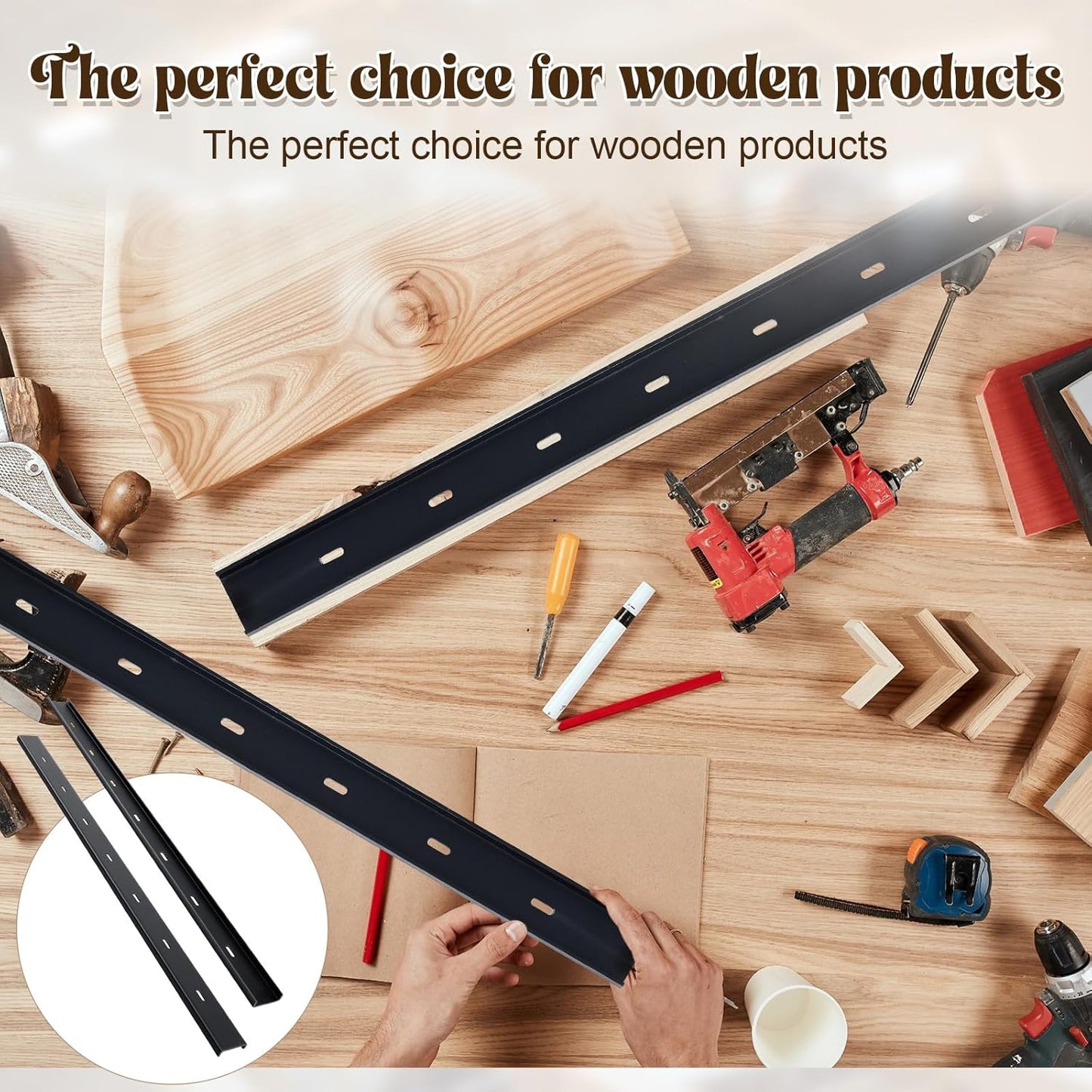 4 Pcs 36" L X 2" W C Channel Steel Support Metal Support Bracing Hidden C Bracket for Table Top Live Edge Slab Woodworking, Black Coat Finish