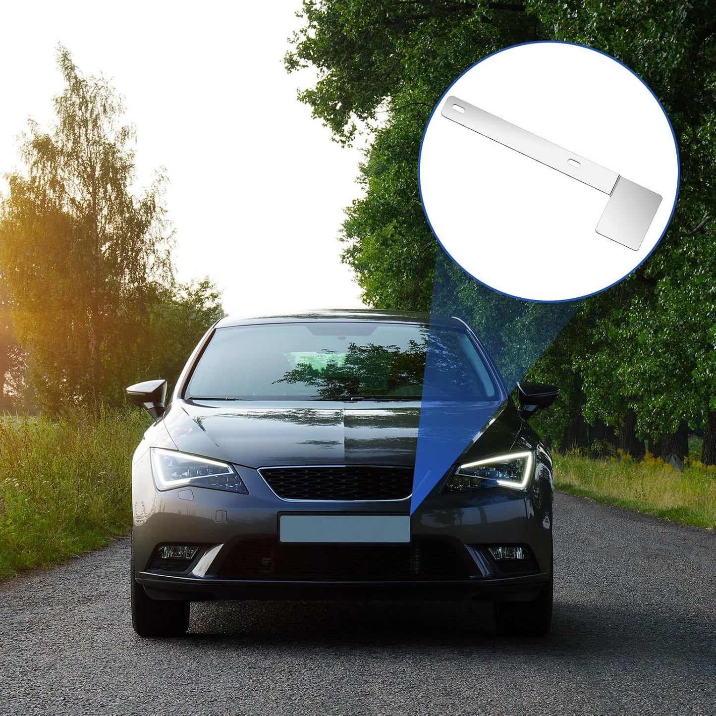 2 Pcs Hawaii State Safety Check Sticker Plate Stainless Steel License Plate Bracket with 15 Degree Angled Long 2 Holes Vertical License Sticker Bracket Mount