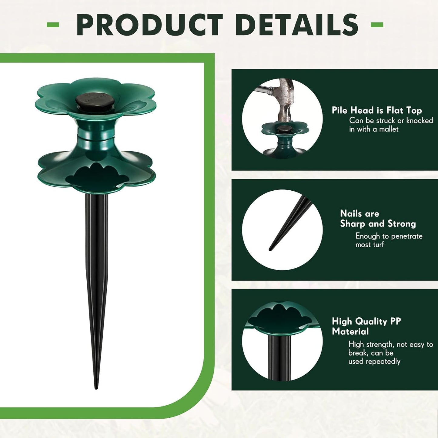 12 Packs 9.84 Inch Garden Hose Guide Spike, Flower Shaped Water Hose Holder Spike Stand with Stake, Heavy Duty Green, Keeps Garden Hose out of Flower Beds, for Plant Protection