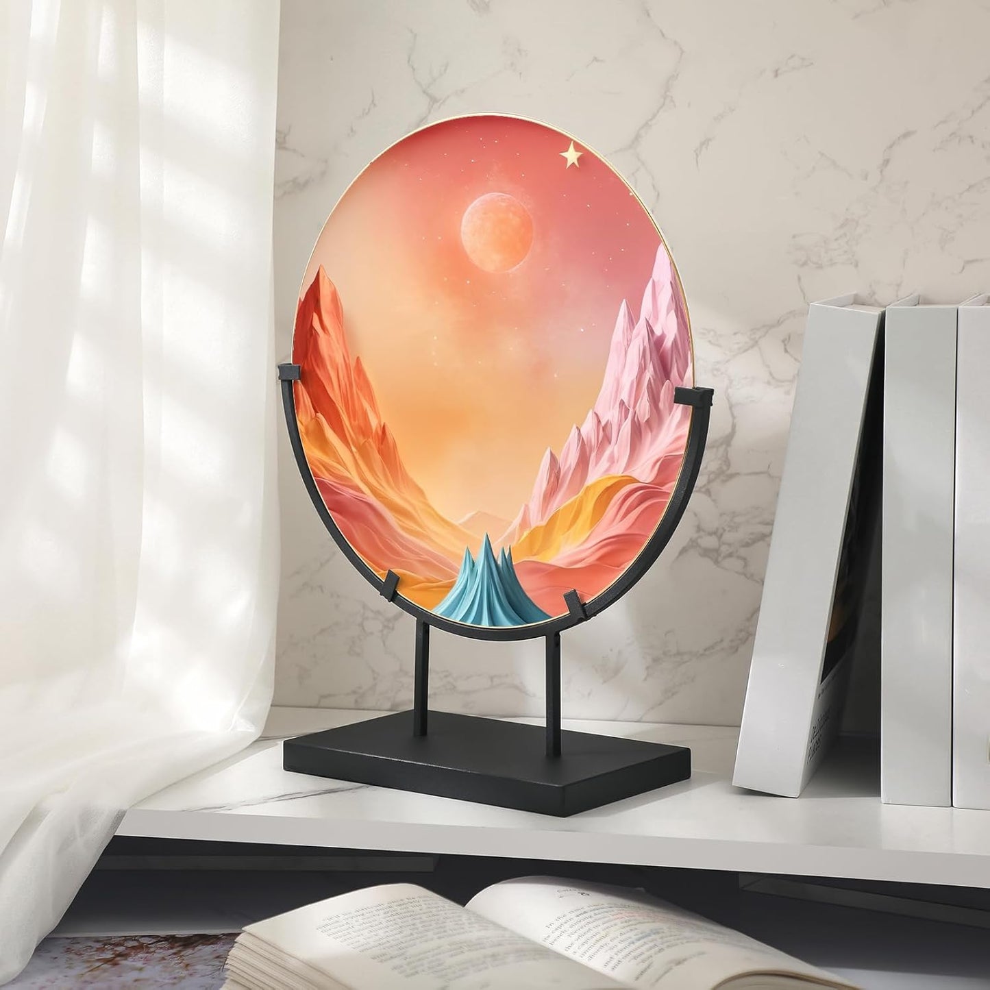4 PCS 10 Inch Round Metal Display Stands for Stained Glass Fused Glass Art Easel Display Stands Decorative Plate Holder for Art Panels Picture Platter Photo