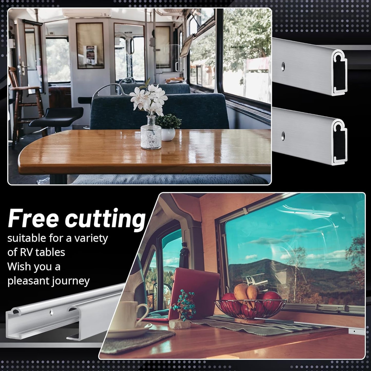 2 Pack RV Table Wall Mount 30" Aluminum Support Trim Bracket for Sliding Dinette Table, Milling Finish, Includes Mounting Screws