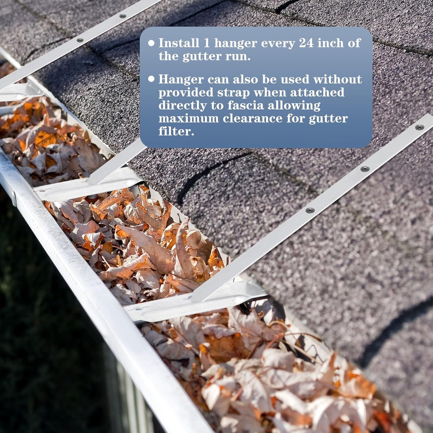 25 Sets 5" Aluminum Roof Gutter Hanger with Straps for Fixing Without Eaves, Ideal for Aluminum and Steel Gutters, Strong and Durable Roof Gutter Support Solution
