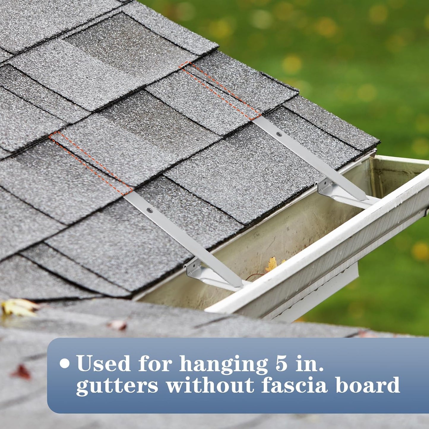 25 Sets 5" Aluminum Roof Gutter Hanger with Straps for Fixing Without Eaves, Ideal for Aluminum and Steel Gutters, Strong and Durable Roof Gutter Support Solution
