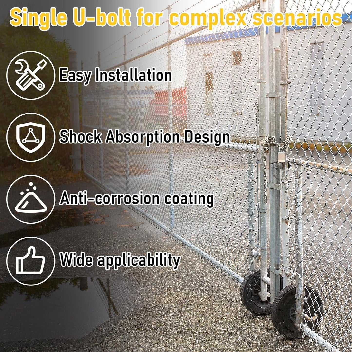 2 Pcs Chain Link Nylon Rolling Gate Track Wheel Sliding Rollers Galvanized Steel Hardware Cantilever Wheel for 2" (1-7/8") Gate Frame and 1-5/8" Track Pipe