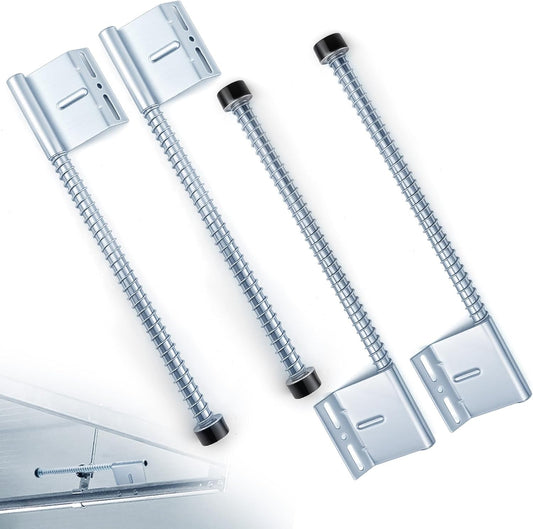 2 Pairs 27 Inch Garage Door Plunger Bumper Spring Sets, Galvanize Carbon Steel Replacement Plunger Bumper Push Rod Buffer Spring, Left and Right Garage Door Opener Parts Hardware Tool, Silver