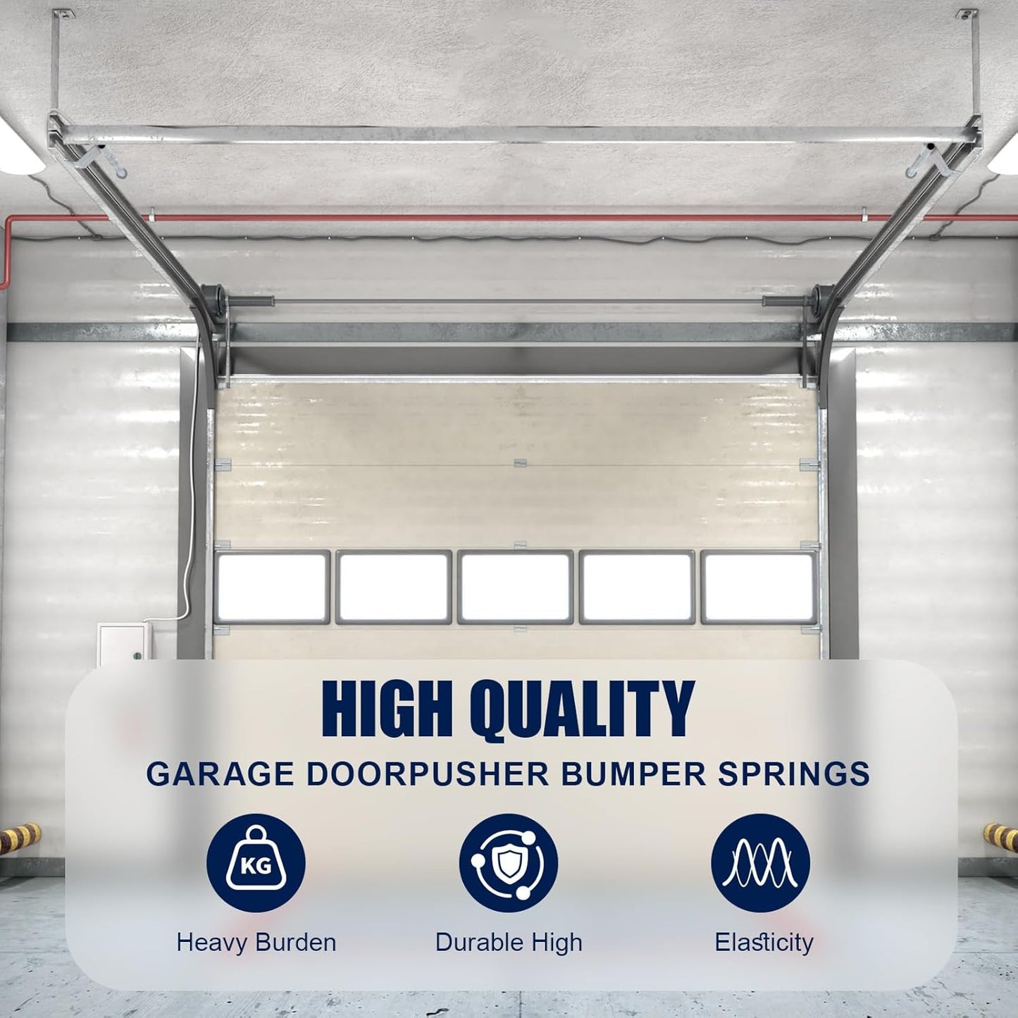 2 Pairs 27 Inch Garage Door Plunger Bumper Spring Sets, Galvanize Carbon Steel Replacement Plunger Bumper Push Rod Buffer Spring, Left and Right Garage Door Opener Parts Hardware Tool, Silver