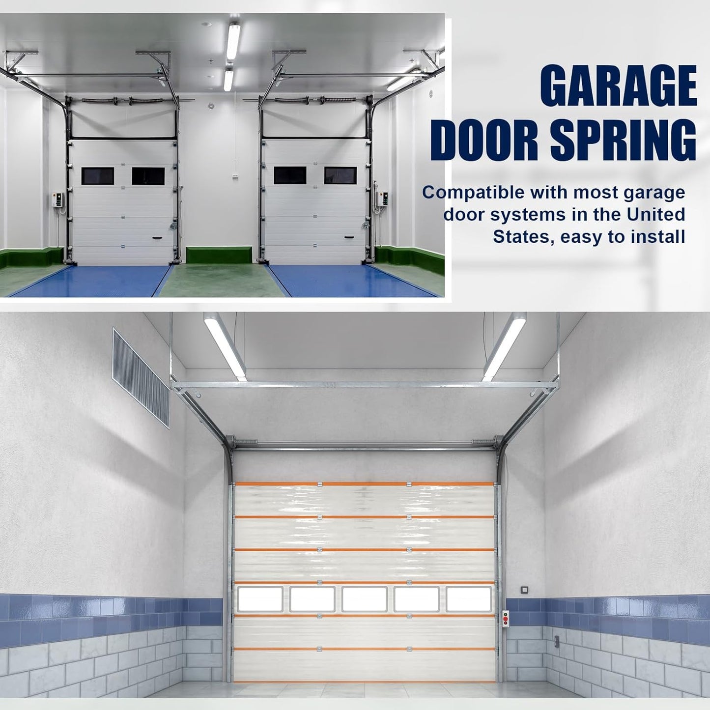 2 Pairs 27 Inch Garage Door Plunger Bumper Spring Sets, Galvanize Carbon Steel Replacement Plunger Bumper Push Rod Buffer Spring, Left and Right Garage Door Opener Parts Hardware Tool, Silver