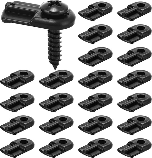 24 Pack 13/16 x 1/2 Inches Flush Nylon Window Screen Clip with Screws Offset Clips for Fastens Storm Window, Storm Panels, Screen Door Clip(Black)