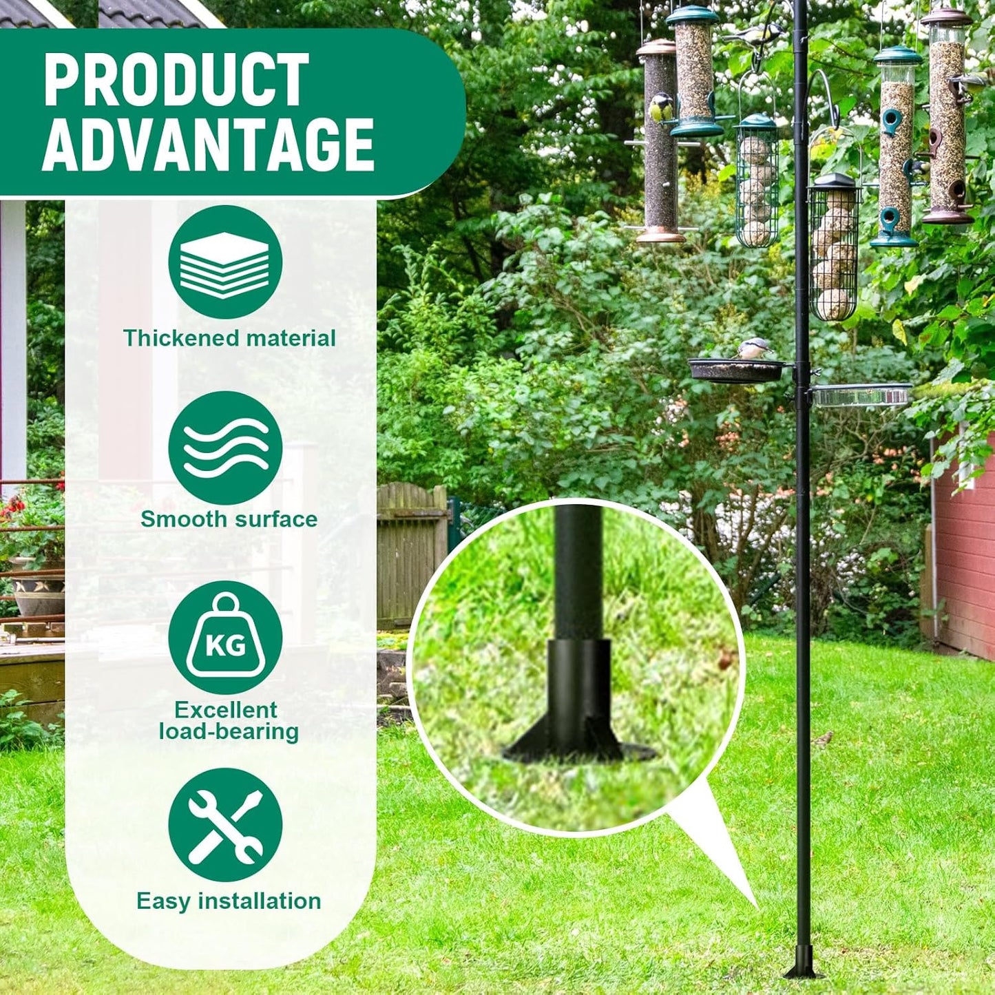 2 Pack Chain Link Fence Post 2'' Floor Flange Heavy Duty Round Post Base Bracket (od 1-7/8'') Fits Fence Mailbox Railing Deck Flag Column Stair Handrail with Expansion Bolts and Screws