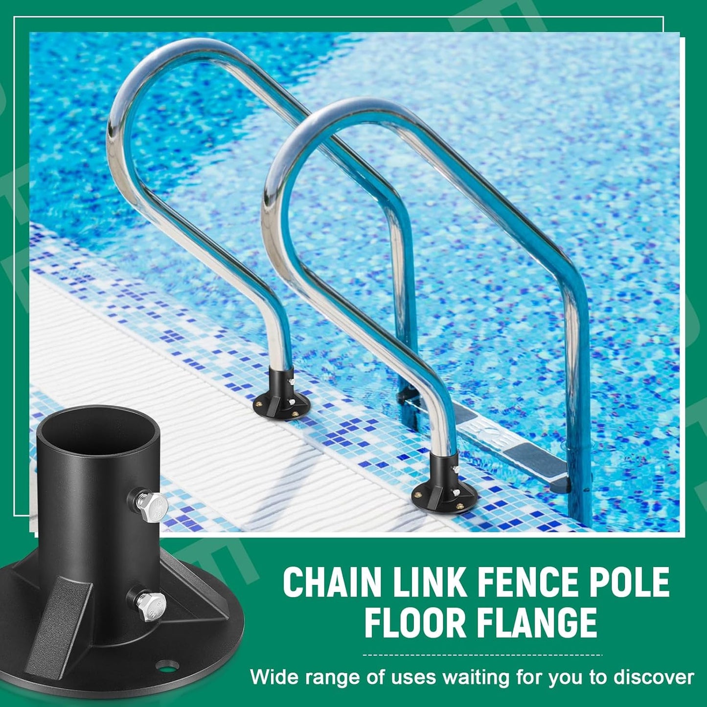 2 Pack Chain Link Fence Post 2'' Floor Flange Heavy Duty Round Post Base Bracket (od 1-7/8'') Fits Fence Mailbox Railing Deck Flag Column Stair Handrail with Expansion Bolts and Screws