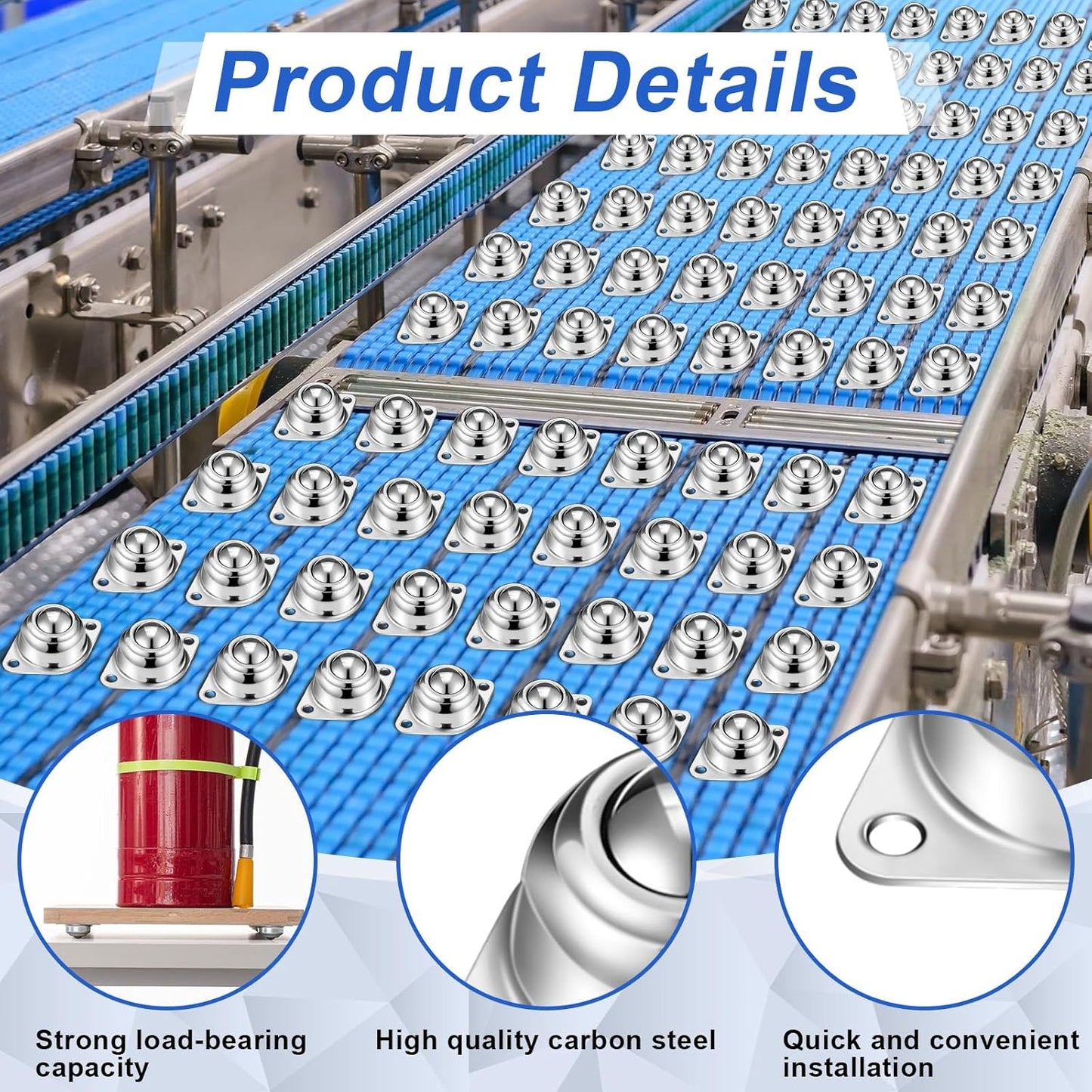 30 Pcs 5/8" Roller Ball Transfer Bearings Carbon Steel Round Ball Bearing Rollers Casters for Conveyor Roller Stand Transmission System Furniture Load Capacity 55 lbs