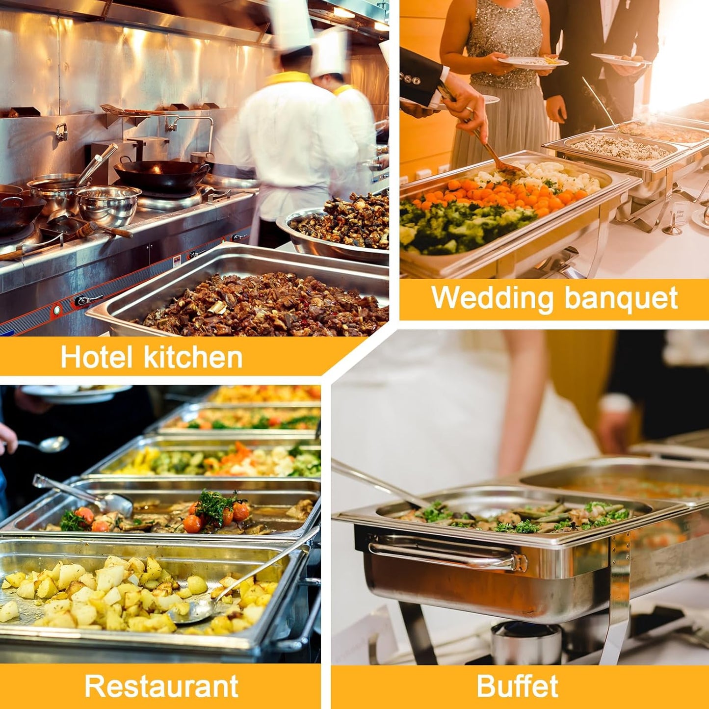 4 Pack Hinged Dome Cover with Handle, 21. 65 x 13 x 2. 56 Inch, Steam Table Pan Hotel Pan Cover Stainless Steel Hinged Dome