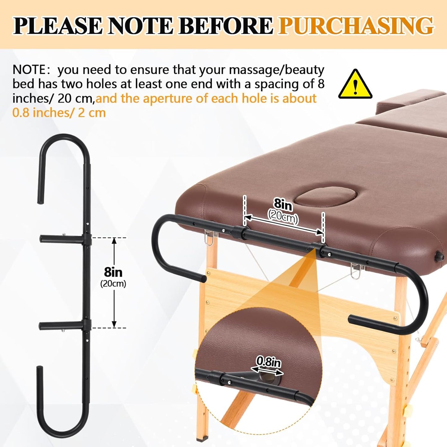 2 Pcs Massage Paper Roll Holder for Massage Tables Adjustable from 24" to 30" Width, with Rubber Band for Paper Roll Fixed