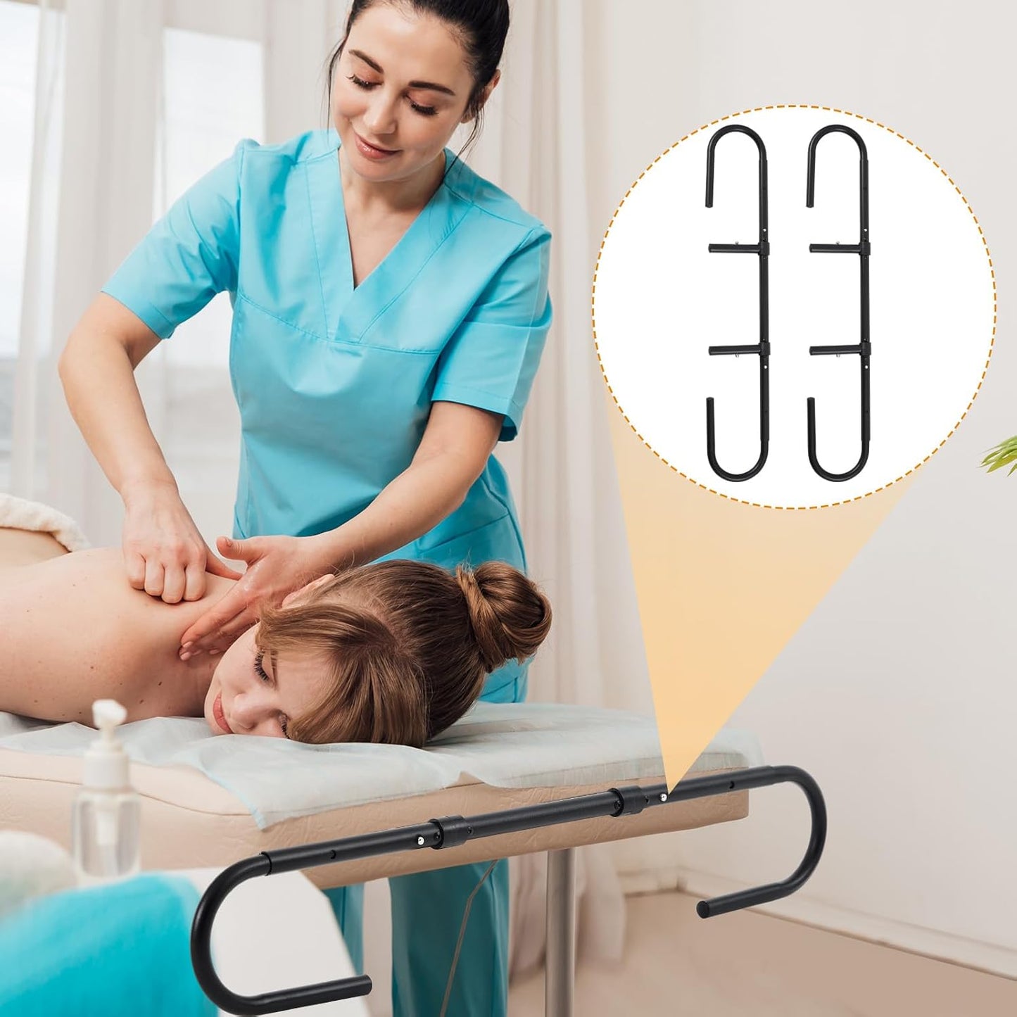 2 Pcs Massage Paper Roll Holder for Massage Tables Adjustable from 24" to 30" Width, with Rubber Band for Paper Roll Fixed