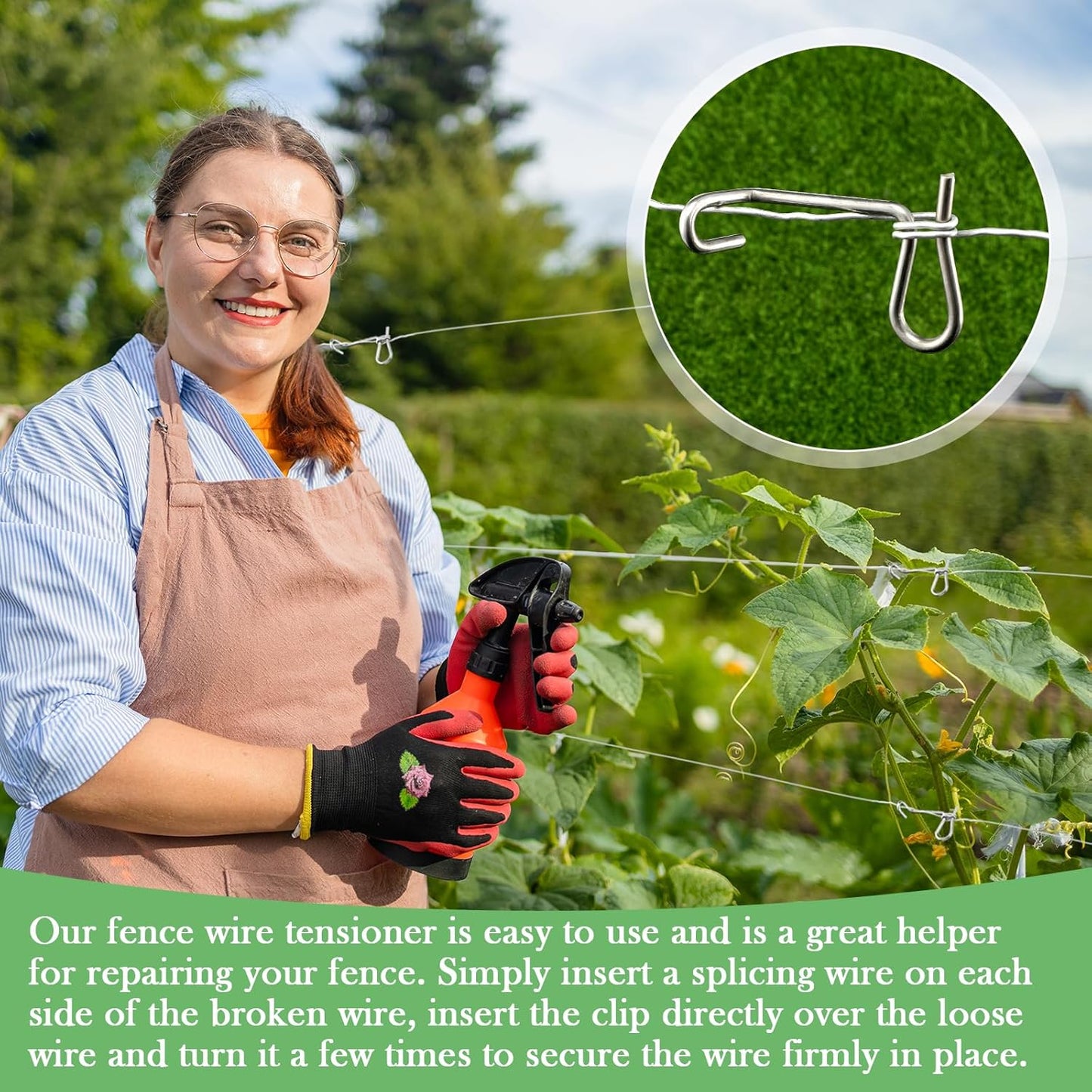 20 Pcs Fence Wire Tightener, 1/5 Inch Barb Wire Fence Tensioner Tools for Fast Tightening Farm Garden Patio Accessories