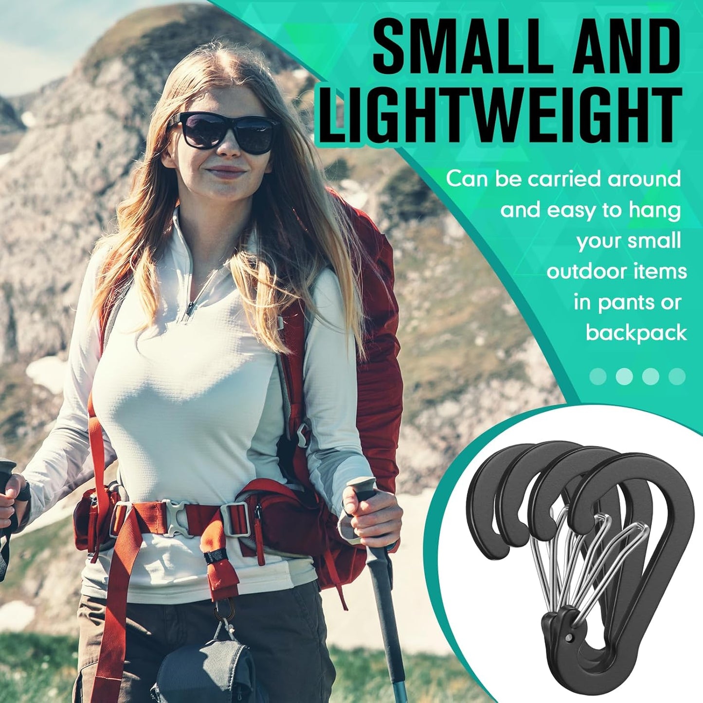72pcs Carabiner Clips Bulk 2 Inch Small Spring Mini Carabiner Clip Aluminum Lightweight D-Shape Spring for Keychain Climbing Fishing Hiking Outdoor