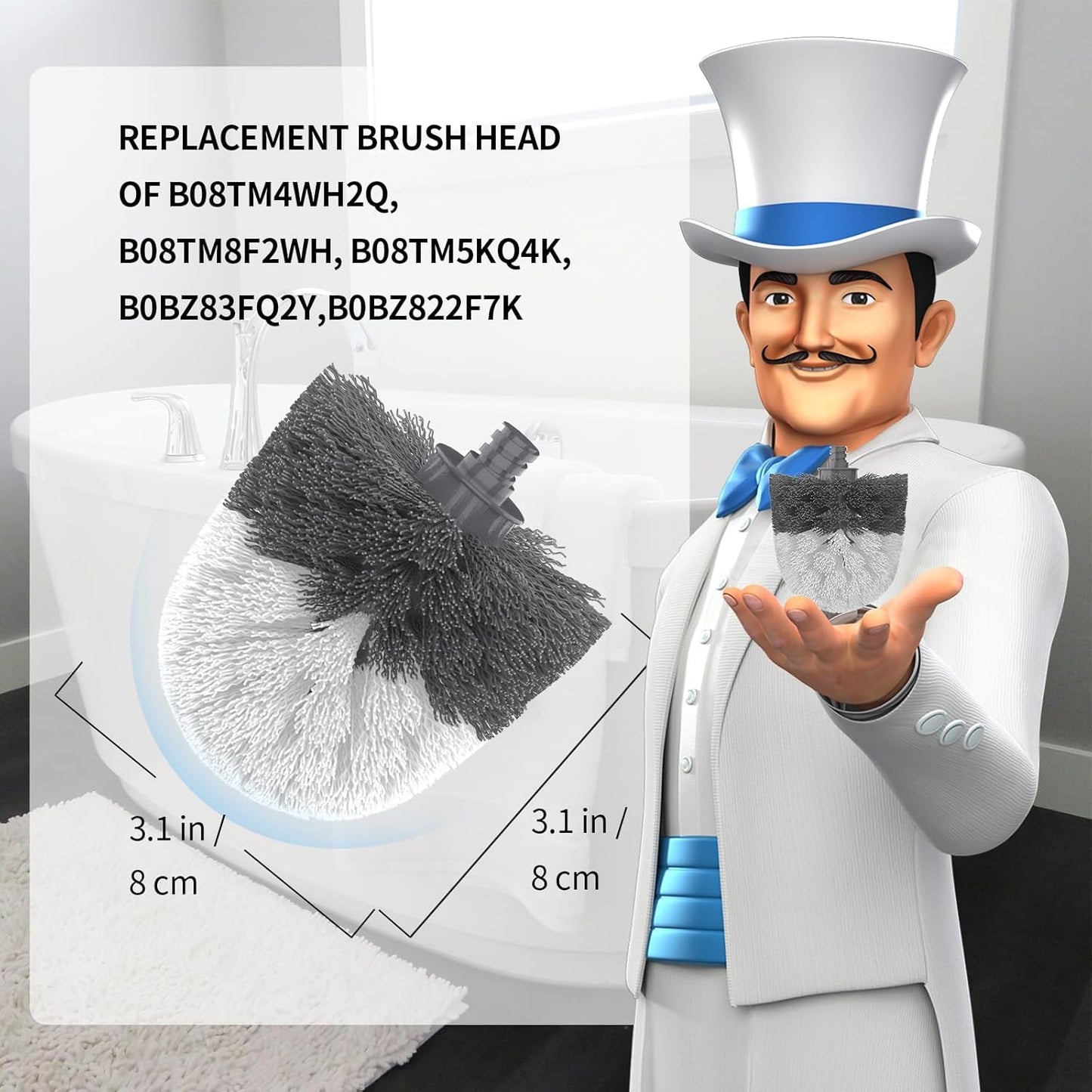 Premium Toilet Bowl Brush Replacement Head, 2 Pack