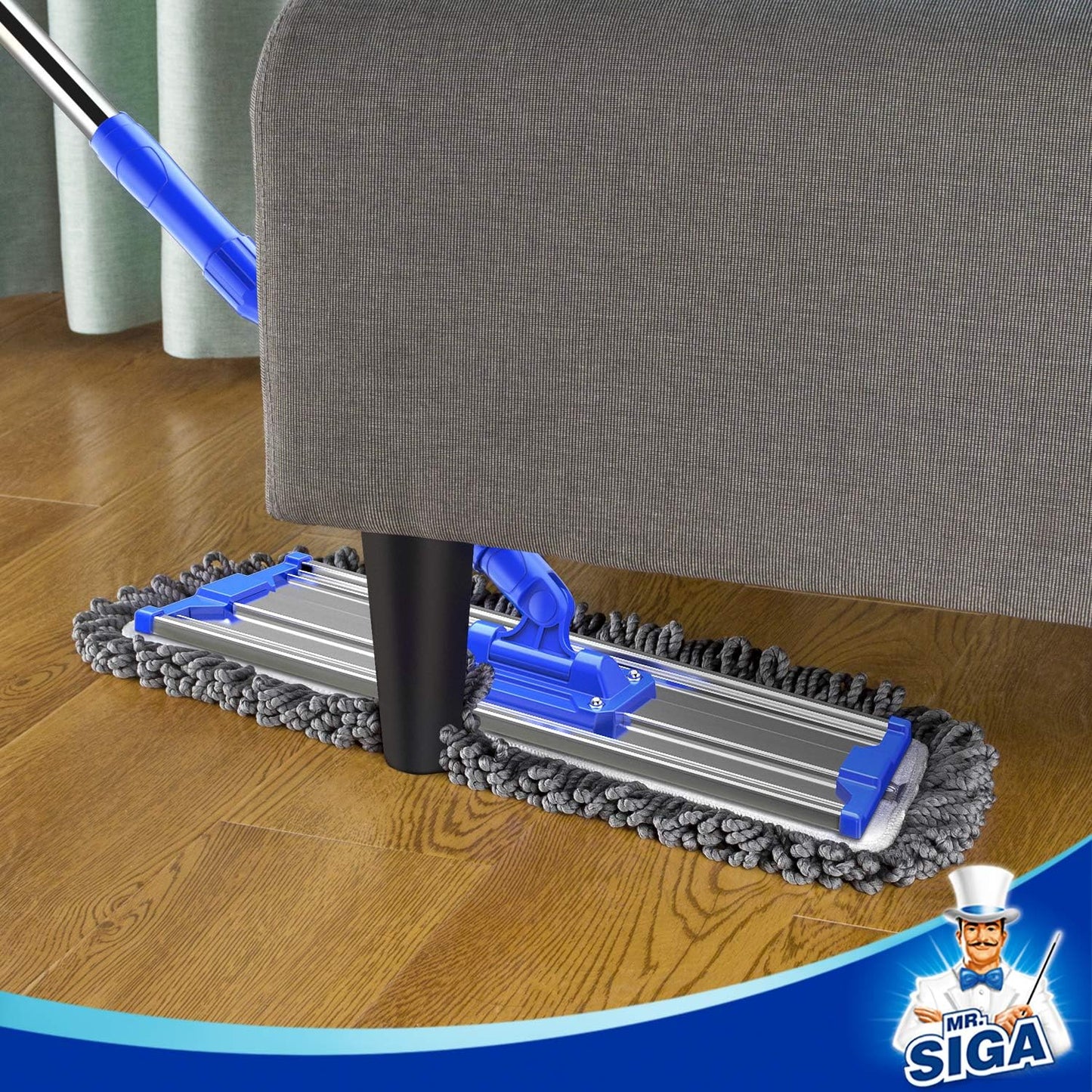 18" Professional Microfiber Mop for Floor Cleaning, Stainless Steel Telescopic Handle, Includes 2 Washable Premium Microfiber Mop Pads, 1 Scrub Cloth and 1 Dust Cloth